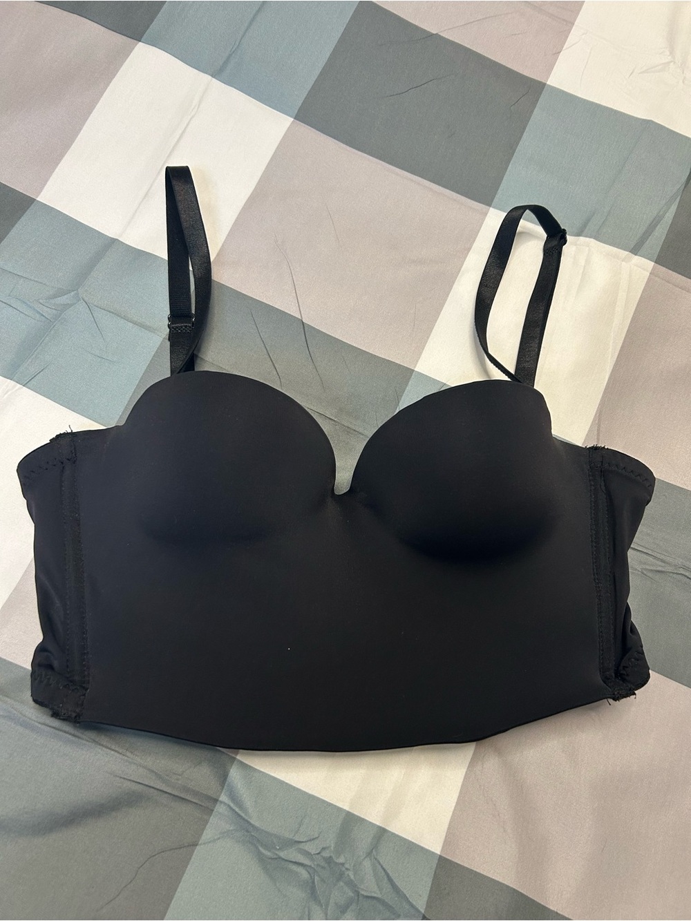 Black Strapless Longline Push-Up Bra